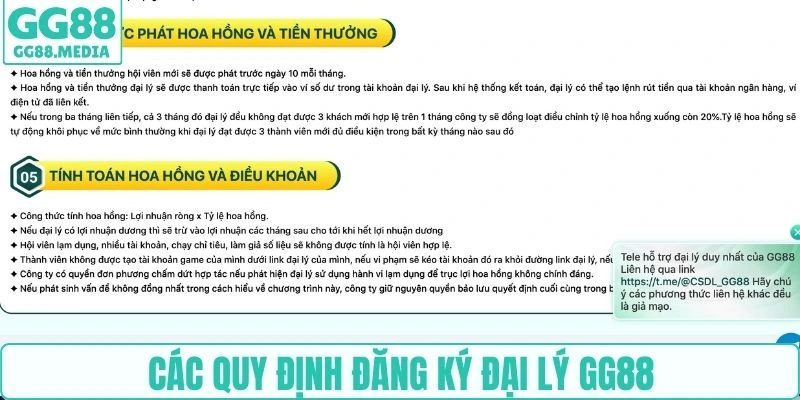Các quy định đăng ký đại lý GG88