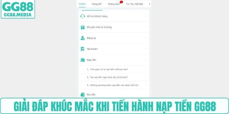 Giải đáp khúc mắc khi tiến hành nạp tiền GG88