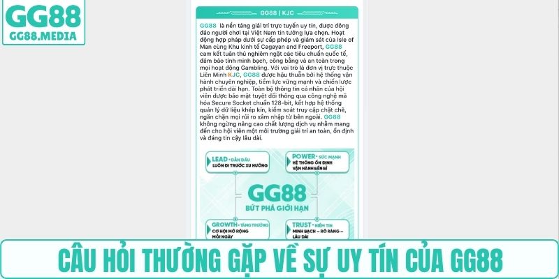 Câu hỏi thường gặp về sự uy tín của GG88