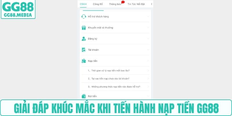 Giải đáp khúc mắc khi tiến hành nạp tiền GG88